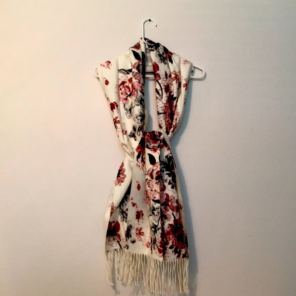 Liz Claiborne Floral Scarf - Red and Cream